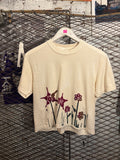 Cream Boxy Shirt with Industrial Flowers (Size S)