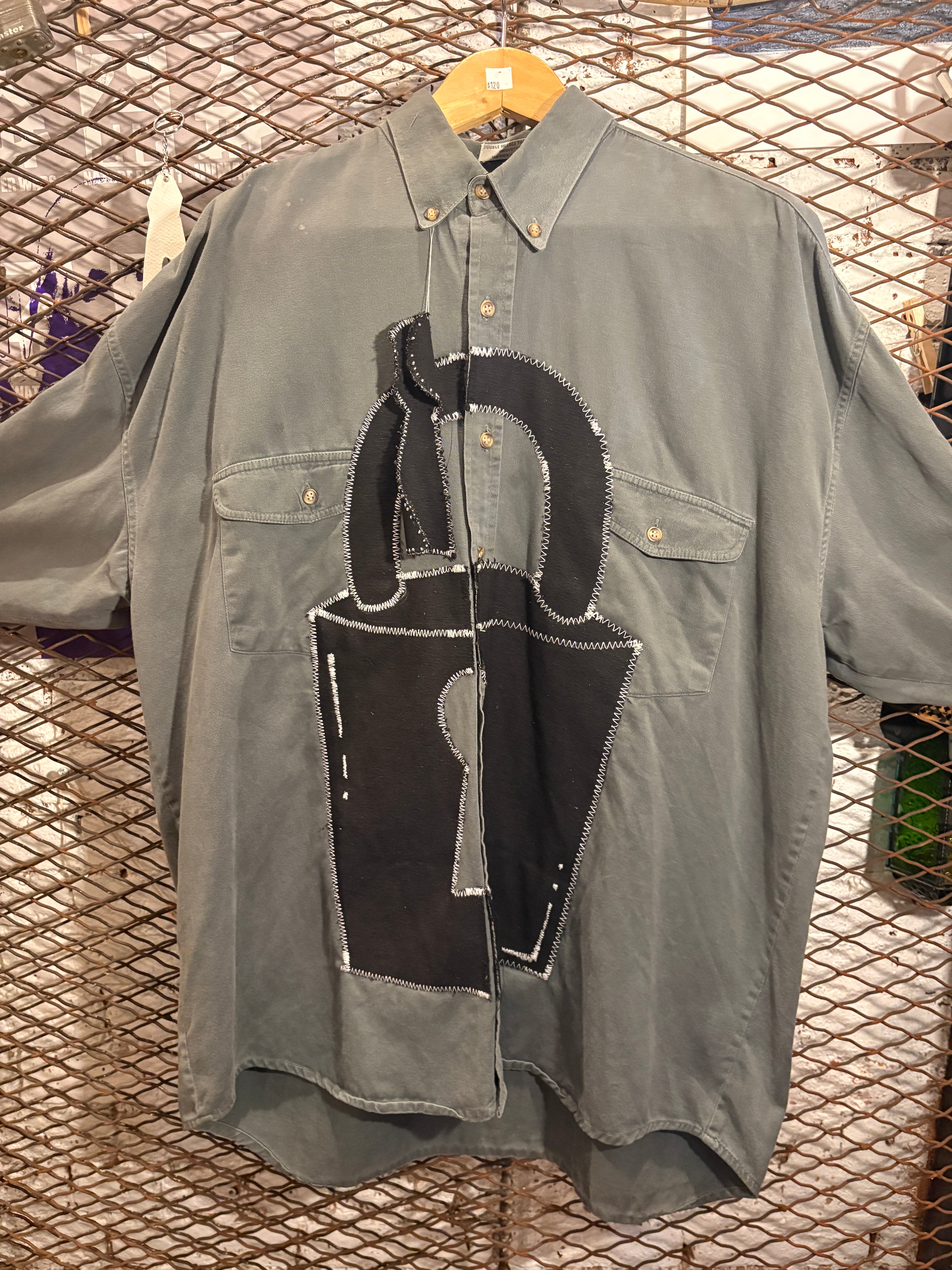 Homesick X Paris Oliver Grey/Black/White Lock Button-up (Size XL)