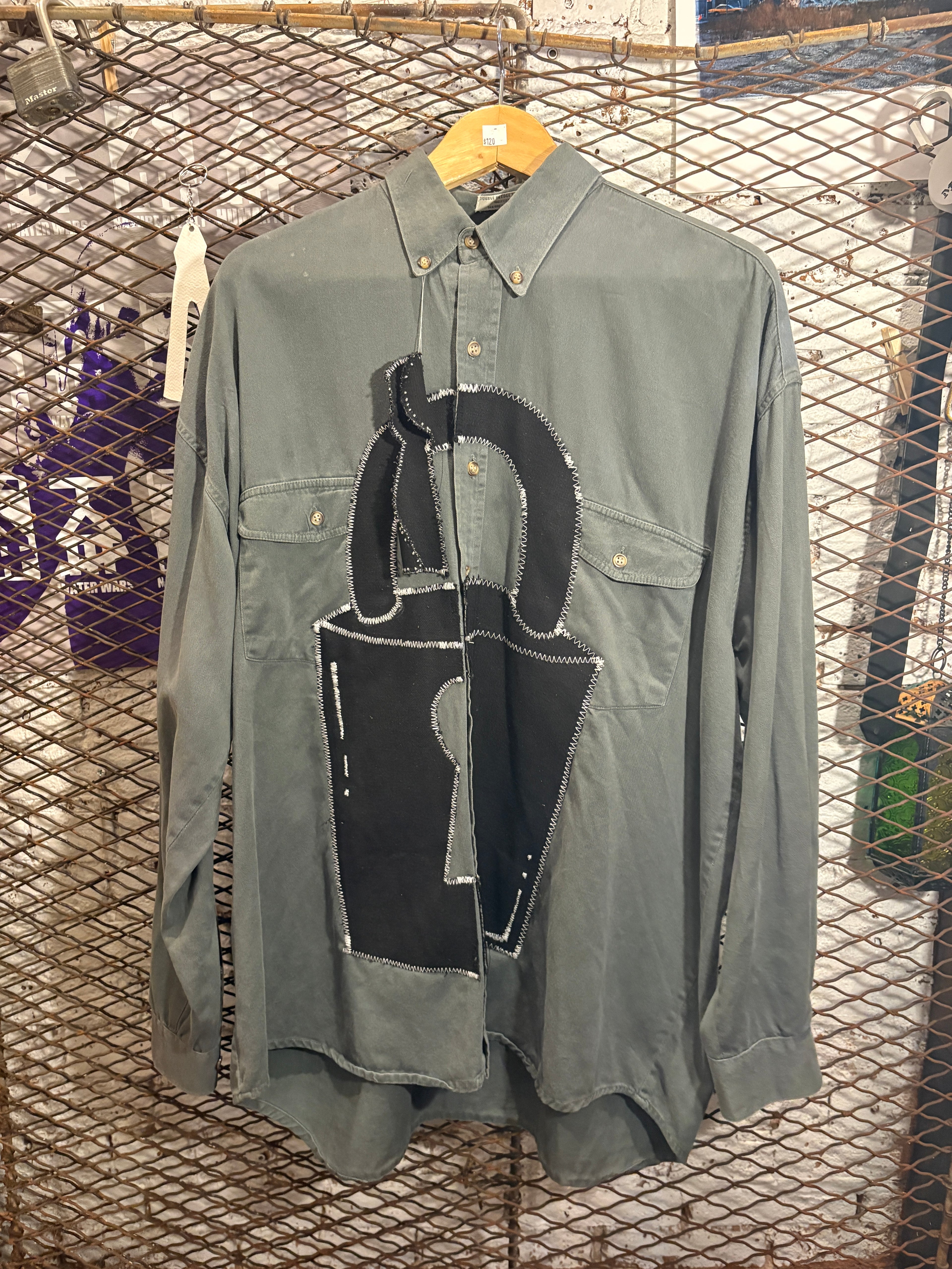 Homesick X Paris Oliver Grey/Black/White Lock Button-up (Size XL)