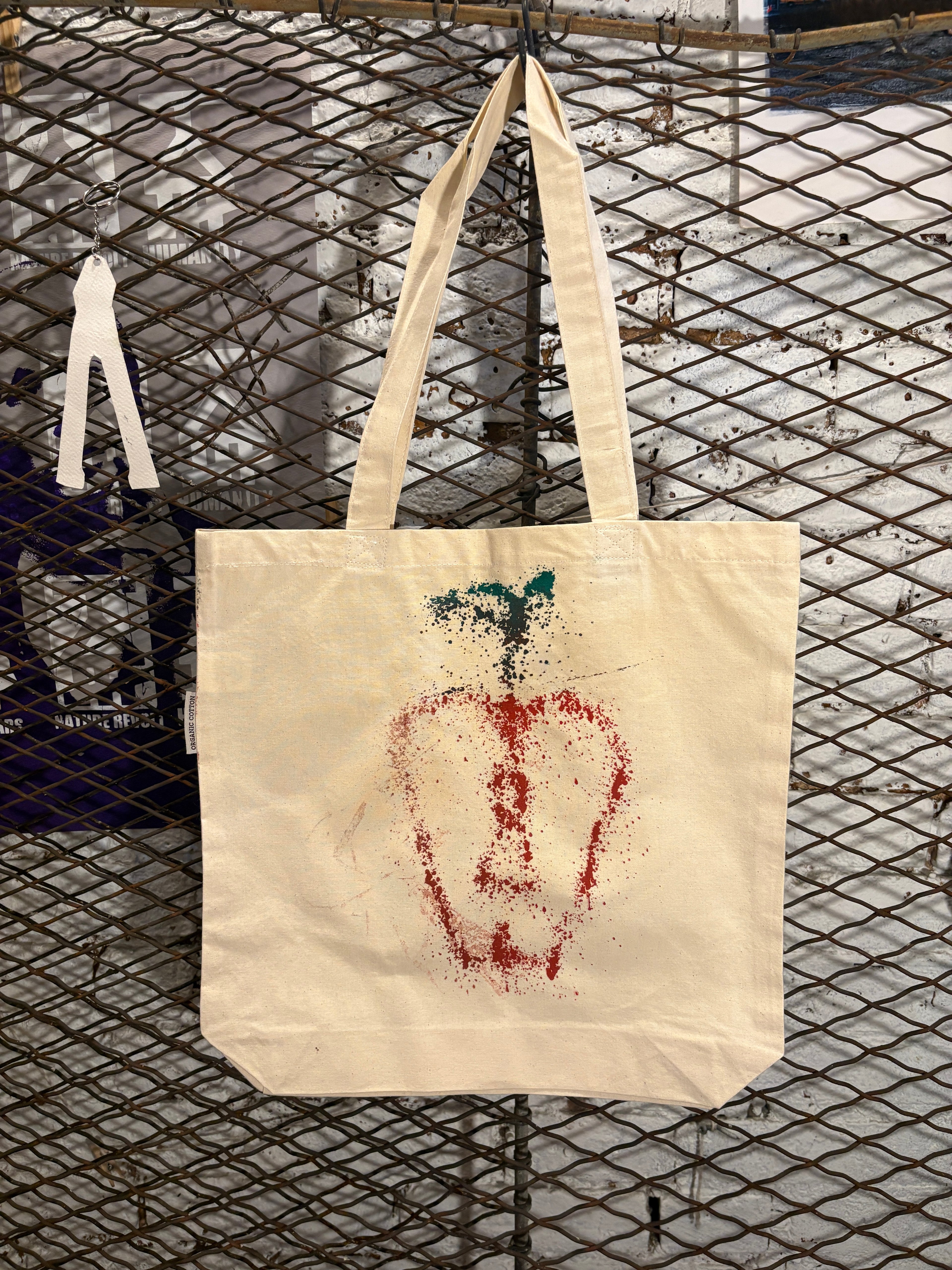Apple W/ Keyhole Tote Bag (Red)