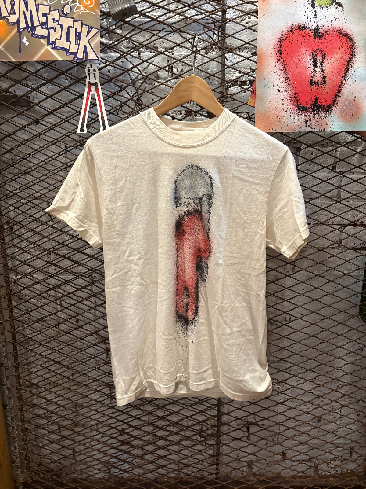 Cream Spray Paint Plumbing Wrench T-Shirt (Size S)