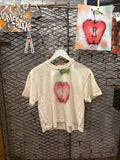 Cream Boxy Spray Paint Apple W/ Keyhole T-Shirt (Size M)